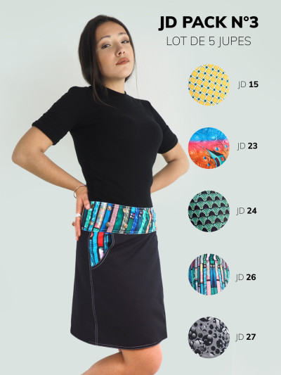 pack de jupe, achat gros, grossiste, revendeur, vetement femme, lot de jupe impression numerique